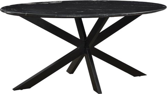 Marble - Eettafel - 180cm - marmer - zwart - gecoat staal - ovaal