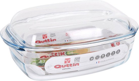 Taalkunde nogmaals hartstochtelijk Quttin Glazen ovenschaal met deksel - inhoud 4,5L, hoogwaardig  borosilicaatglas,... | bol.com