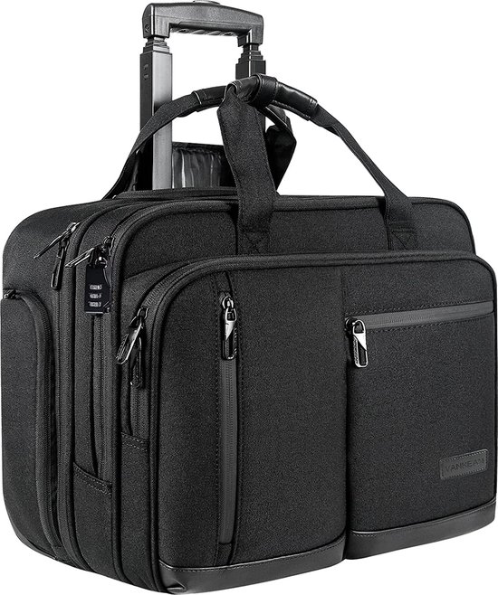 VANKEAN 17,3 inch laptoptas met wieltjes voor heren, stijlvolle handbagage-aktetas,...  | bol.com
