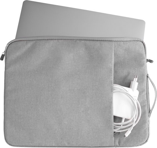 Foto: Coverzs luxe laptoptas laptophoes 15 6 inch 17 inch laptoptas dames heren laptophoes macbook laptops laptop sleeve hoes hoesje tas tas laptop aktetas computertas met handvat grijs 