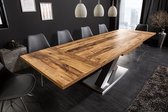 Table à manger extensible MONTREAL 180-230-280cm chêne planche avec cadre en X en bois stratifié