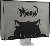 kwmobile hoes geschikt voor 27-28" Monitor - beschermhoes voor beeldscherm - Kat Meow design - grijs / zwart
