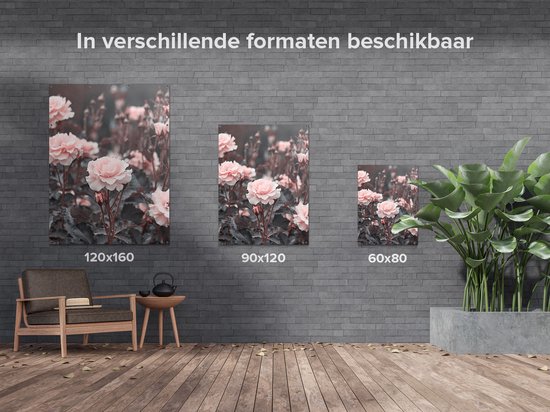 Gards Affiche Jardin Fleurs Roses Roses - 90x120 cm - Toile jardin - Décoration de jardin - Décoration murale extérieur - Tableau jardin