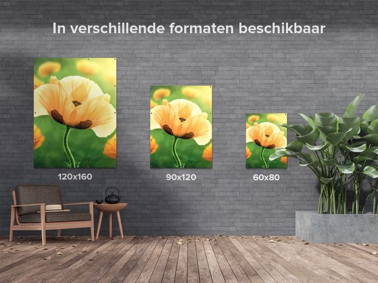 Gards Affiche de jardin Fleurs de Pavot Oranje - 60x80 cm - Toile jardin - Décoration de jardin - Décoration murale extérieur - Tableau jardin