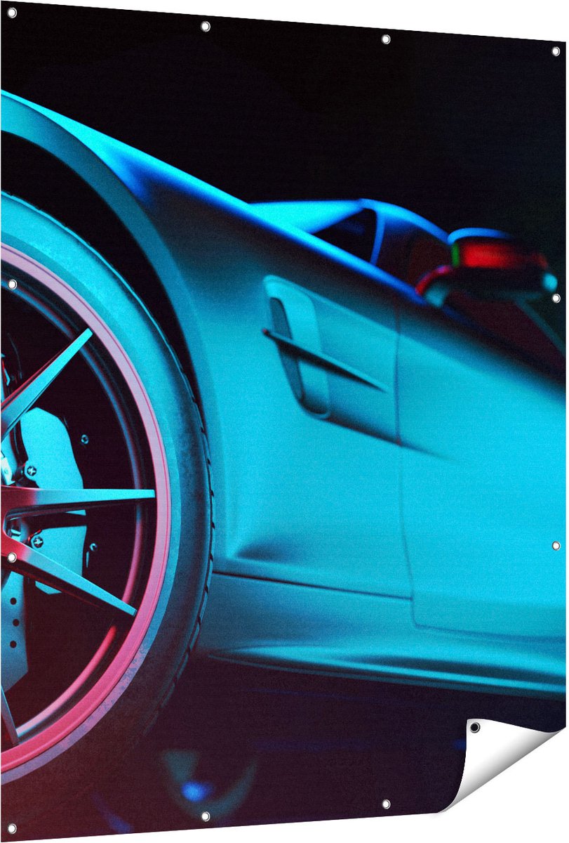 Gards Tuinposter Moderne Sportwagen Auto - 120x150 cm - Tuindoek - Tuindecoratie - Wanddecoratie buiten - Tuinschilderij Multikleur