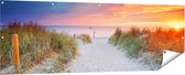 Gards Tuinposter Strand en Duinen bij Zonsondergang - 180x60 cm - Tuindoek - Tuindecoratie - Wanddecoratie buiten - Tuinschilderij