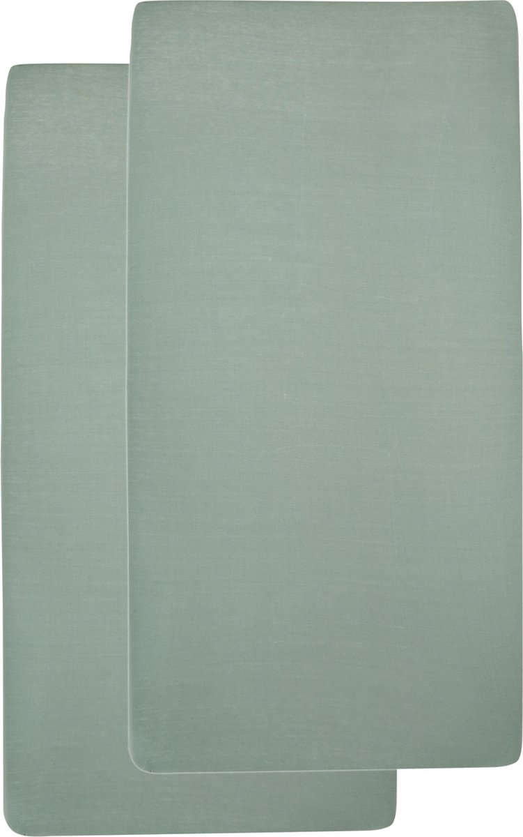 Meyco Baby Uni hoeslaken ledikant - 2-pack - stone green - 60x120cm – foto 2