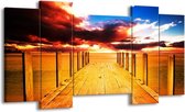 GroepArt - Schilderij - Zicht - Geel, Rood, Blauw - 120x65 5Luik - Foto Op Canvas - GroepArt 6000+ Schilderijen 0p Canvas Art Collectie - Wanddecoratie