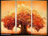 Arbre de peinture acrylique | Marron, Orange | 120x80cm 3Liège peint à la main