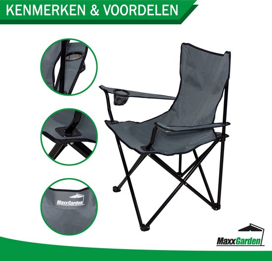 MaxxGarden Campingstoel - Vouwstoel - Campingstoel Opvouwbaar - Alluminium - Grijs van MaxxGarden — afbeelding 2