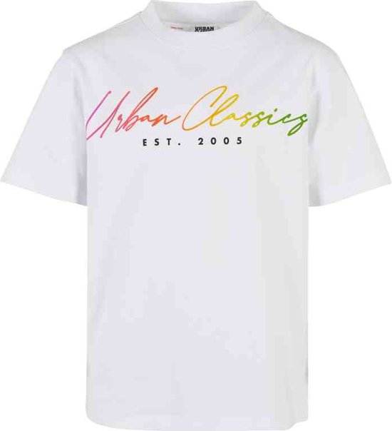 Urban Classics - Script Logo Kinder T-shirt - Kids 158/164 - Wit