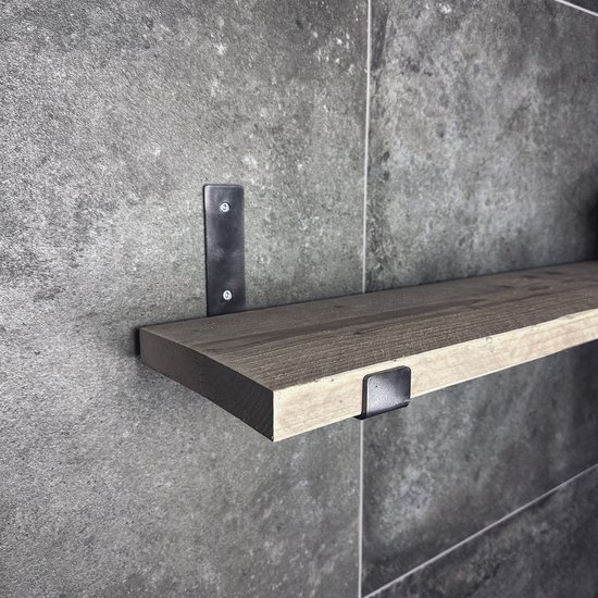 Maison DAM - 1x Support d'étagère industriel en forme de L UP 15 cm - PAR PIECE - Acier - Avec revêtement transparent - Artisanat - Fait main - bande; 30 mm de large