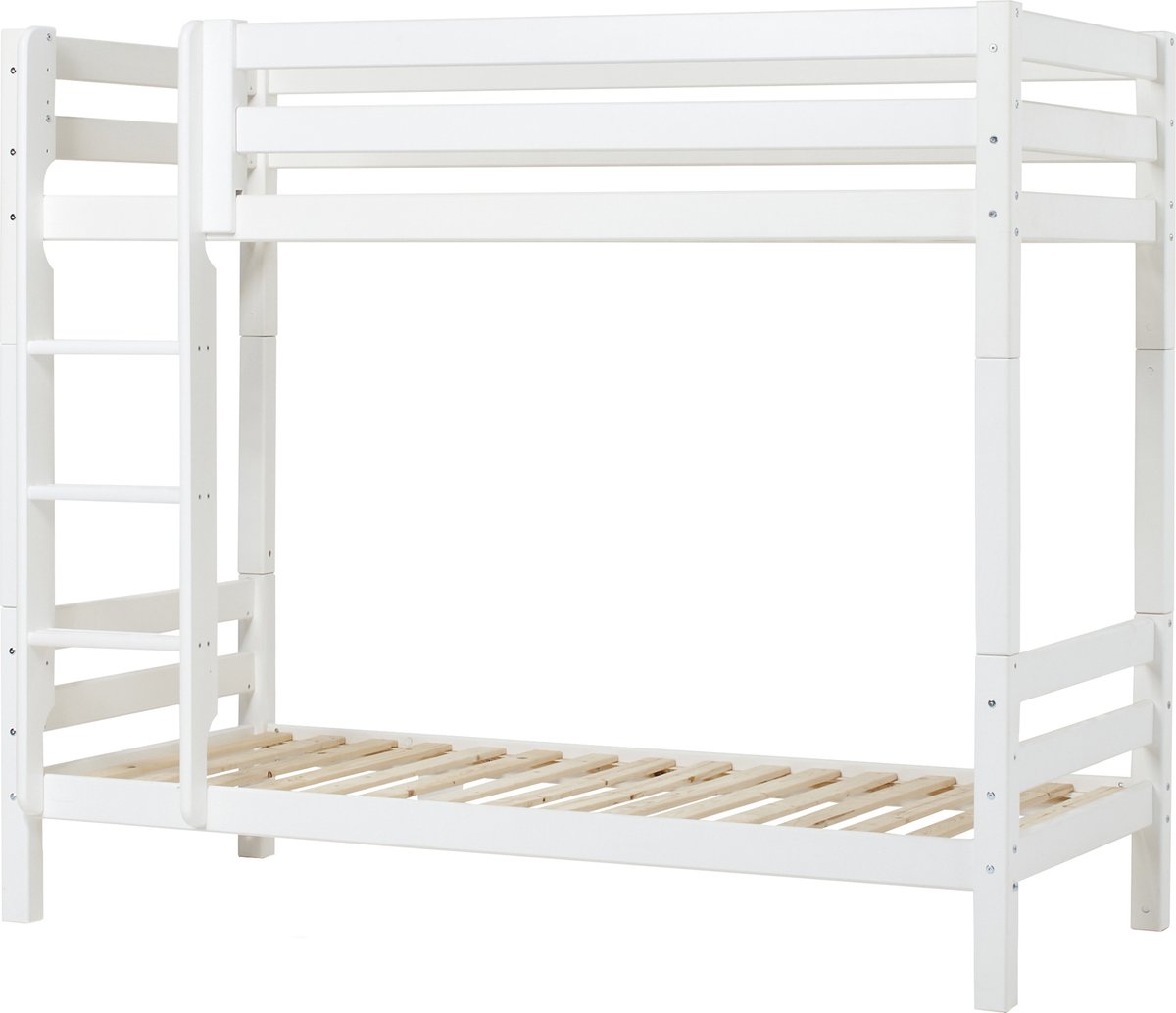 Hoppekids ECO Luxury Stapelbed 90x200 cm, wit, Deelbaar tot 2 eenpersoonsbedden, ECO-gecertificeerd FSC-hout, Massief Grenenhout, Lak op Waterbasis, Gemaakt in de EU, Levenslange Fabrieksgarantie
