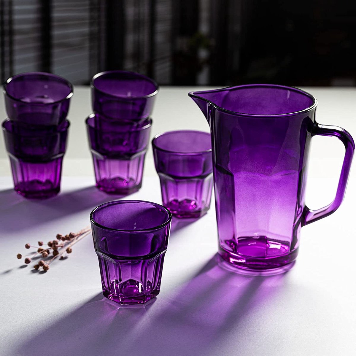 TREND FOR HOME Gigi Dreamy Sunset kleurrijke glazen, 6-delige set, kleurrijke waterglazen, 425 ml, drinkglazen, blauw, paars, longdrinkglazen, cocktailglazen, sapglazen, gekleurde drinkglazen, grote