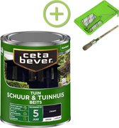 CetaBever Schuur & Tuinhuis Beits - Zijdeglans - Zwart - 750 ml Inclusief 6 delige beitsset