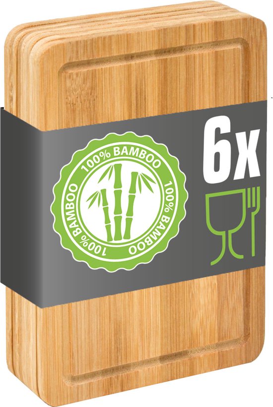 Set 6 pièces : Planche à petit-déjeuner en bois - Planches à découper 22x15 Planches à goûter Planches à pain