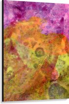Canvas - Abstracte Vormen in Oranje, Gele en Paarse Tinten - 100x150 cm Foto op Canvas Schilderij (Wanddecoratie op Canvas)