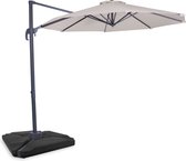 VONROC Premium Zweefparasol Bardolino Ø300cm – Incl. Vulbare tegels, kruisvoet & beschermhoes – Ronde parasol – 360 ° Draaibaar - Kantelbaar – UV werend doek - Beige