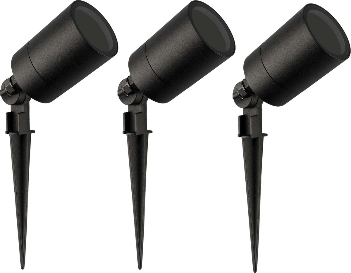 Ledvion - 3X LED Spotlight - GU10 - Zwart - 5W - IP65
