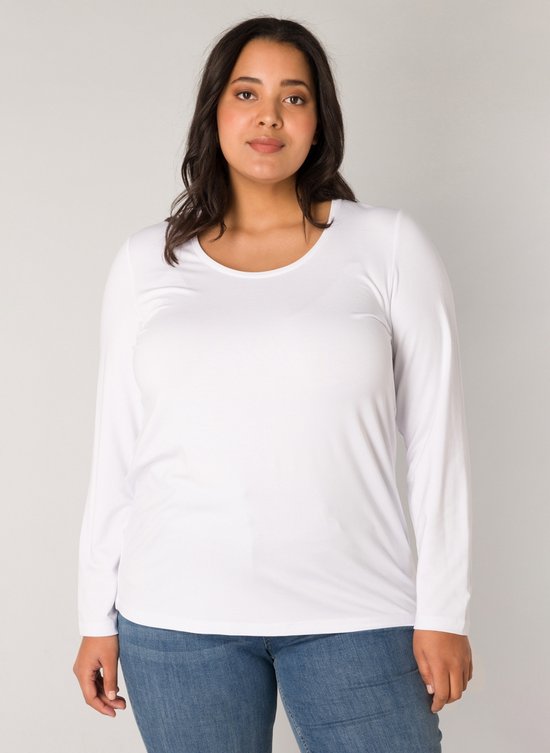 BASE LEVEL CURVY Aso Jersey Shirt - White - maat 0(46)