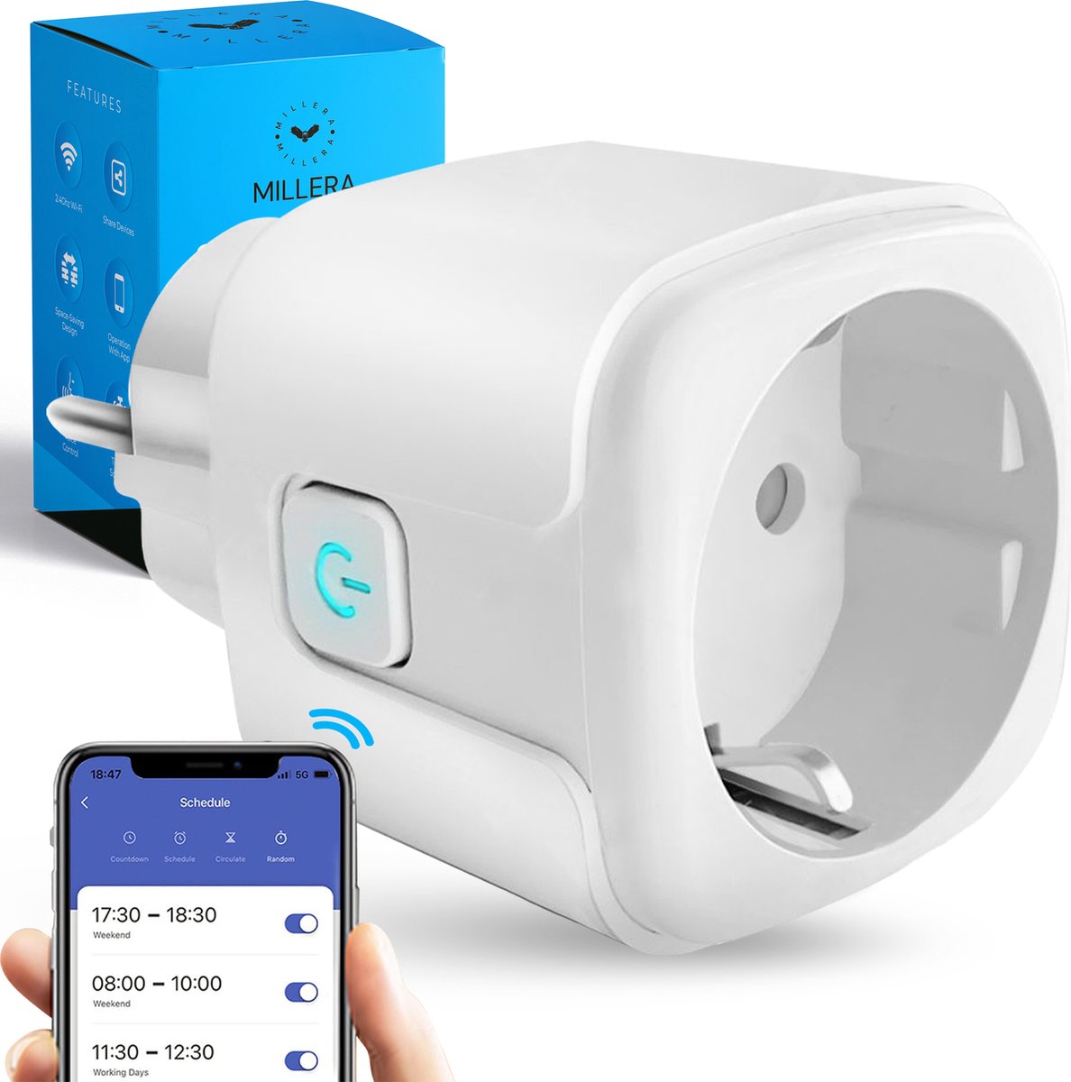 Smart Plug – Slimme stekker met energiemeter & Tijdsschakelaar – Google Home, Amazon Alexa en compatible 1 Stuk(s)