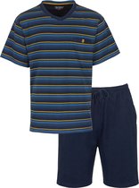 Paul Hopkins Heren Shortama - Pyjama Set - Gestreept - Blauw - Maat L