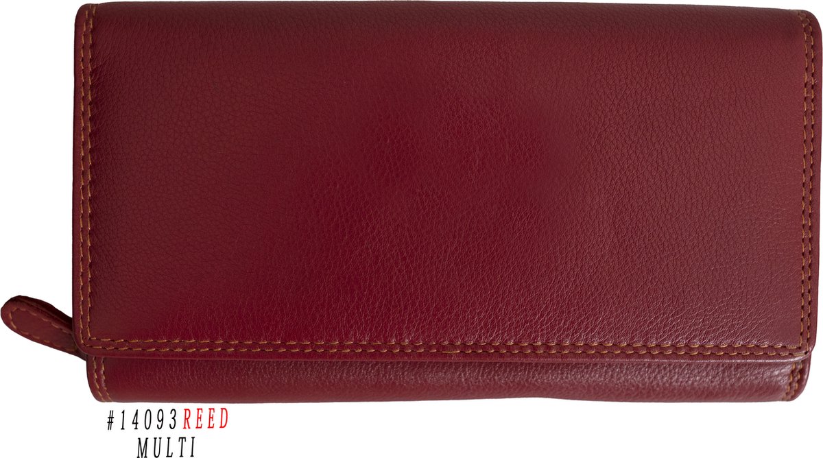 Massi Miliano Portemonnee Dames Schapenleer Rood/Multicolor - (MM-14093-36-MU) -