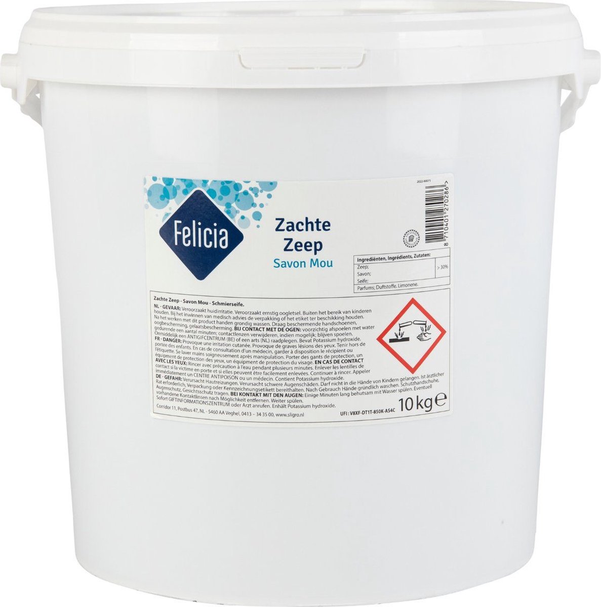 Zachte Zeep XL Emmer 10 Kilo Felicia Professioneel