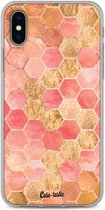 Casetastic Apple iPhone X / iPhone XS Hoesje - Softcover Hoesje met Design - Honeycomb Art Coral Print