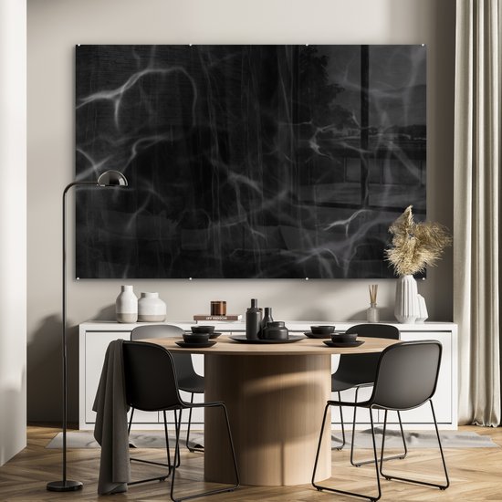 MuchoWow® Peinture sur verre 180x120 cm - Peinture sur verre - Marbre - Motifs - Zwart - Photo sur verre acrylique - Peintures