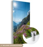 MuchoWow® Glasschilderij 80x160 cm - Schilderij acrylglas - Zwitserland - Alpen - Natuur - Foto op glas - Schilderijen