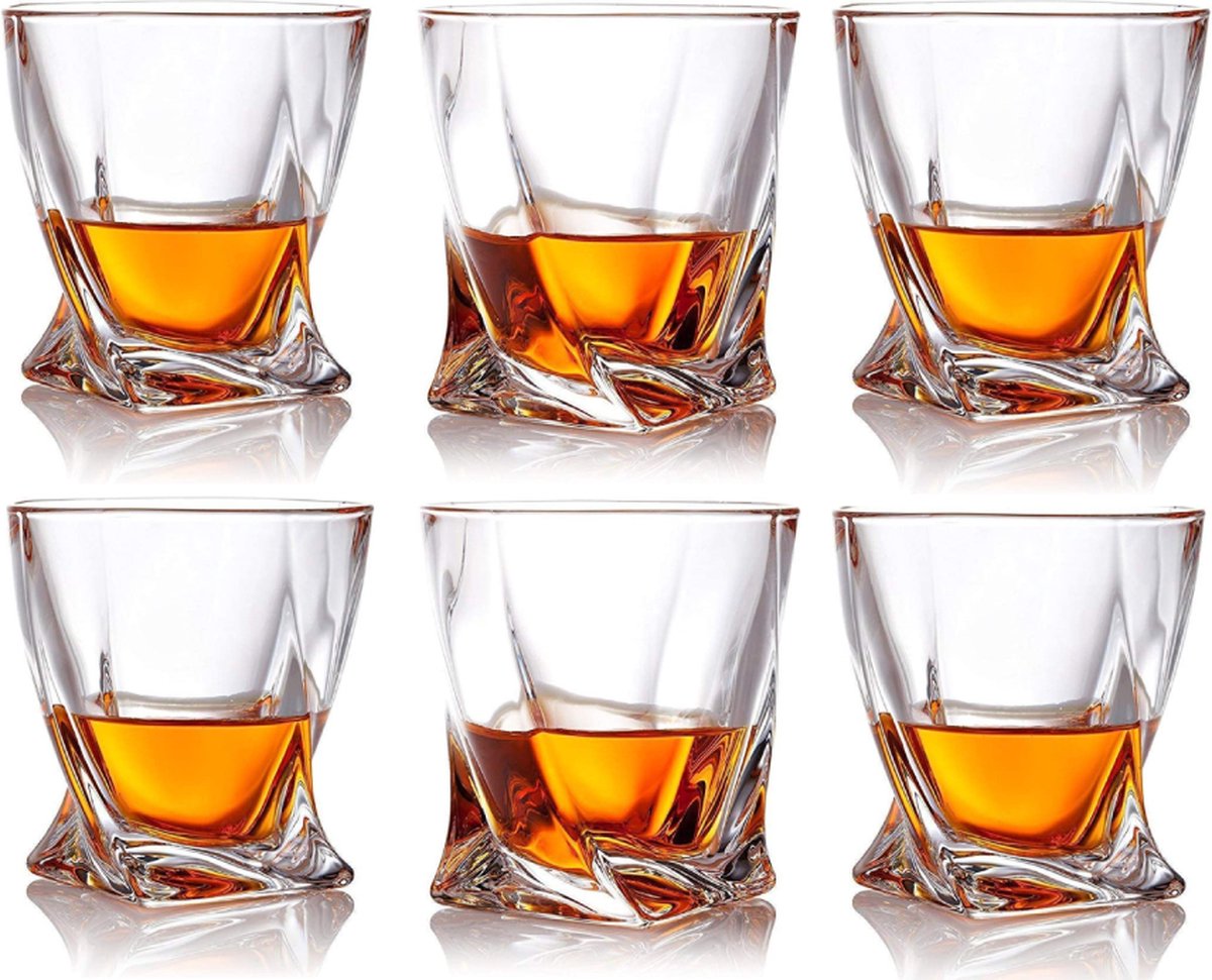 Sefaras Luxe Whiskey Glazen - Kristal - Stijlvol Set van 6 Whiskeyglazen - 300ml per glas