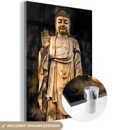 MuchoWow® Peinture sur verre - Bouddha - Statue - Fumée - 90x120 cm - Peintures sur verre acrylique - Photo sur Glas