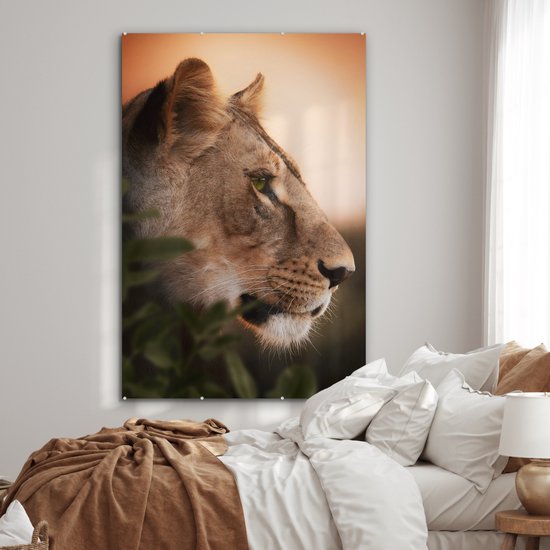 Peinture sur Verre - Lion - Jungle - Oranje - 100x150 cm - Peintures sur Verre Peintures - Photo sur Glas