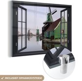 MuchoWow® Peinture sur verre 60x40 cm - Peinture sur verre acrylique - Transparent - Moulin - Vert - Photo sur verre - Peintures
