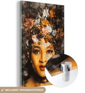 MuchoWow® Peinture sur Verre - Femmes - Fleurs - Peinture - 120x180 cm - Peintures sur Verre Acrylique - Photo sur Glas