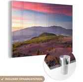 MuchoWow® Glasschilderij 60x40 cm - Schilderij acrylglas - Kleurrijke lucht boven het Nationaal park Caldera de Taburiente in Spanje - Foto op glas - Schilderijen