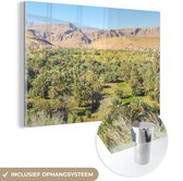 MuchoWow® Glasschilderij 60x40 cm - Schilderij acrylglas - De beroemde oase in het midden van de Erg Chebbi in Marokko - Foto op glas - Schilderijen