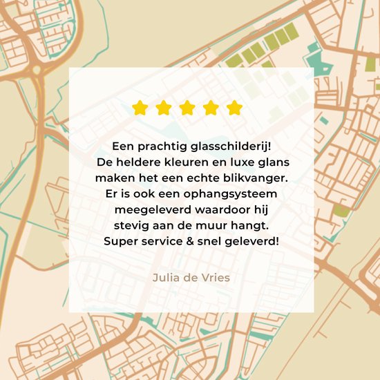 Peinture sur Verre - Carte de la Ville - Berkel en Rodenrijs - Vintage - 50x50 cm - Peintures sur Verre Peintures - Photo sur Glas