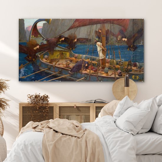 Peinture sur Verre - Ulysse et les Sirènes - Peinture de John William Waterhouse - 160x80 cm - Peintures sur Verre Acrylique - Photo sur Glas