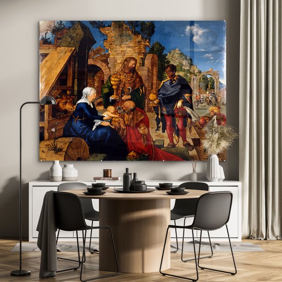 MuchoWow® Peinture sur verre 160x120 cm - Peinture sur verre acrylique - Adoration des Mages - peinture d' Albrecht Dürer - Photo sur verre - Peintures