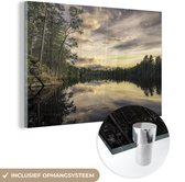 MuchoWow® Peinture sur verre 120x80 cm - Peinture acrylique sur verre - Coucher de soleil - Lac - Reflet - Photo sur verre - Peintures