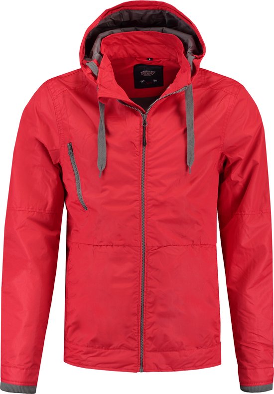 L&S jacket contrast unisex rood/parel grijs - L