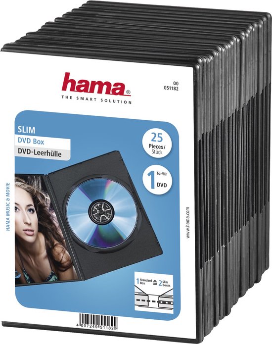 Hama Dvd Slim Box Zwart 25 Stuks