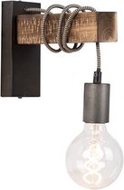 QAZQA gallow - Industriele Wandlamp voor binnen - 1 lichts - D 210 mm - Zwart - Industrieel -  Woonkamer | Slaapkamer | Keuken