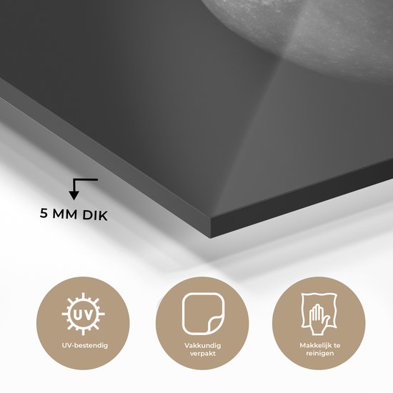 MuchoWow® Peinture sur verre 180x120 cm - Peinture sur verre acrylique - Pomme - noir et blanc - Photo sur verre - Peintures