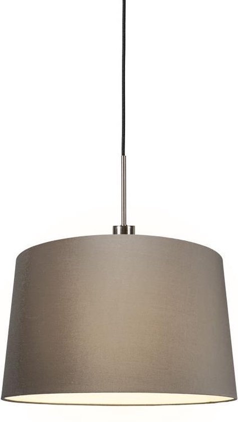 QAZQA Combi - Moderne Hanglamp met kap - 1 lichts - Ø 450 mm - Taupe - Woonkamer