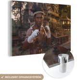 MuchoWow® Peinture sur Verre - Homme - Extérieur - Muay Thai - 150x100 cm - Peintures sur Verre Acrylique - Photo sur Glas