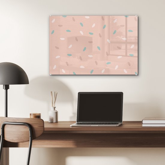 MuchoWow® Glasschilderij 60x40 cm - Schilderij acrylglas - Zomer - Patroon - Pastel - Foto op glas - Schilderijen