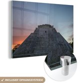 MuchoWow® Glasschilderij 120x80 cm - Schilderij acrylglas - Chichén Itzá - Piramide - Mexico - Foto op glas - Schilderijen